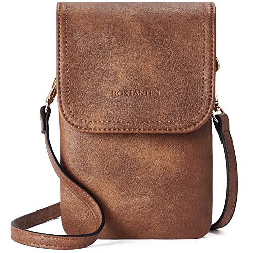 BOSTANTEN Handytasche zum Umhängen Leder, Handy Umhängetasche Damen, Handytasche mit Geldbörse zum Umhängen, handtasche damen umhängetasche für Designer Braun von BOSTANTEN