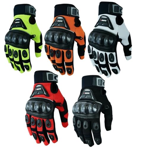 BOSmoto B:O:S Motorradhandschuhe Herren, Starke Handschuhe Motorrad mit Protektoren, Sommer Atmungsaktiv Handschuhe für Motocross, Quad, Moped, Roller, Mountainbike (Red, XS) von BOSmoto