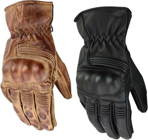 BOSmoto Motorradhandschuhe Classic Zeitloser Stil & Maximale Sicherheit – Aus Echtem Leder mit Verstärktem Knöchelschutz für Herren,Motorrad Sommer Handschuhe (Black, M) von BOSmoto