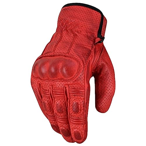 BOSmoto Motorradhandschuhe Herren Leder - Protektoren Motorrad Handschuhe für Sommer – vollfinger Motorcycle Gloves mit rutschfesten Pads (M) von BOSmoto