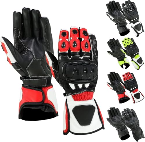 BOSmoto Motorradhandschuhe aus Leder für Männer – Atmungsaktive Biker Handschuhe mit Schutzpolstern für Motorradfahrer,Motorrad Sportlich Handschuhe (Black, XXL) von BOSmoto