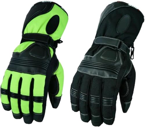 BOSmoto Winter Motorradhandschuhe Herren, Motorrad Handschuhe Herr Warm Winterhandschuhe Wasserdicht Winddichte mit Schutz, Motorrad Winter Handschuhe (Green, M) von BOSmoto