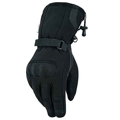 BOSmoto Motorrad Handschuhe Winter, Warm Handschuhe, Wasserdicht Winddicht Schutz Handschuhe (Schwarz, M) von BOSmoto