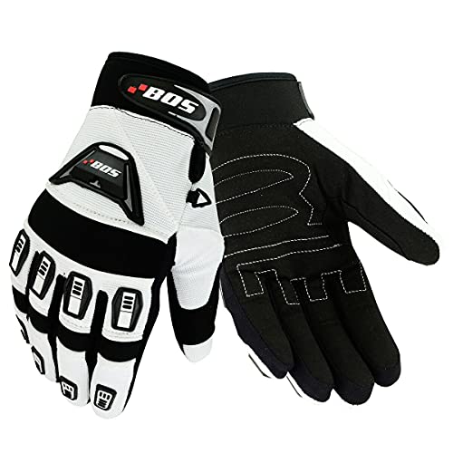 Motorradhandschuhe Fahrrad Sport Gloves Sommer Motorrad Handschuhe XS-3XL (Weiß, 3XL) von BOSmoto