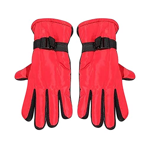 BOTCAM Damen Winter Ski Warme Handschuhe Net Fahrradhandschuhe Verdickte Skifahrer Warme Handschuhe Kind Im Freien (Red, One Size) von BOTCAM