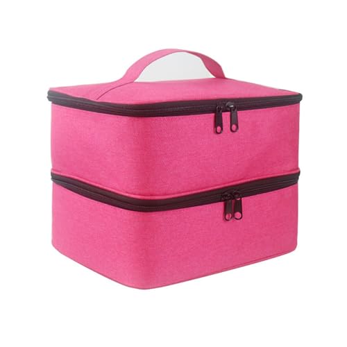 BOTCAM Double Layer Nail Polish Organizer Portable Bag Organizer Case Nail Polish Carrying Case with Manicure Tools Storage High Capacity Nail Bag Organizer Case Steckschloss Für (Hot Pink, One Size) von BOTCAM