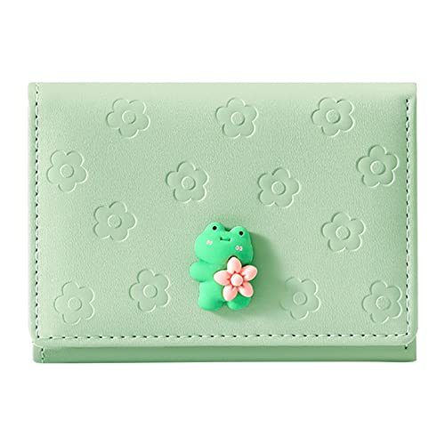 BOTCAM Frauen Brieftasche Mode Niedlichen Kaninchen Dekoration Pasttern Vielseitige Praktische Zipper Karte Handtasche Geldbörsen Männer Klammer (Green, One Size) von BOTCAM