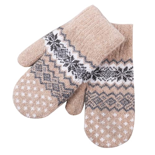 BOTCAM Gloves Women's Winter Padded Outdoor Cycling Car Cold Non Slip Screen Driving to Keep Warm Handschuhe Fingerlos Lederimitat (Beige, One Size) von BOTCAM