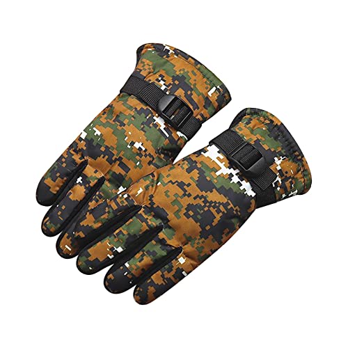 BOTCAM Kinderhandschuhe Camouflage Niedlich Winter Warme Skihandschuhe Plus Samt Teenager Mode Verdickt 7 bis 13 er Hut (Green, One Size) von BOTCAM