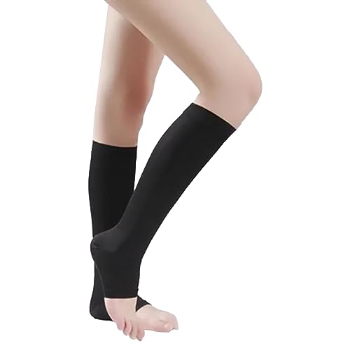 BOTCAM Männer Frauen Kompression Zehenlose Socken Kniehohe Stützstrümpfe Offene Spitze Hundesicherheitsgurt Für Autokarabiner (Black, S) von BOTCAM