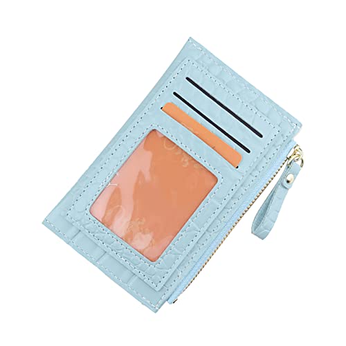 BOTCAM Mode Frauen ID Kurze Brieftasche Einfarbige Reißverschluss Geldbörse Mehrere Kartenfächer Clutch Bag & Kartenhüllen Für Herren (Blue, One Size) von BOTCAM