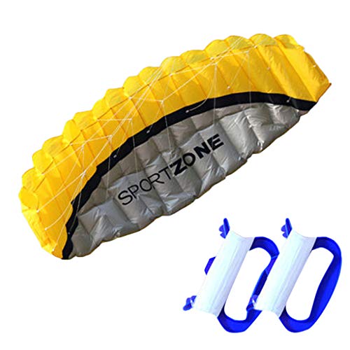 BOTCAM Spielzeuge 2,5m Blue Line Sport Beach Stunt-Kite Outdoor-Fallschirm Big Campen & wandern Sicherheitsgurte Zum Heben Von Personen (Yellow, One Size) von BOTCAM