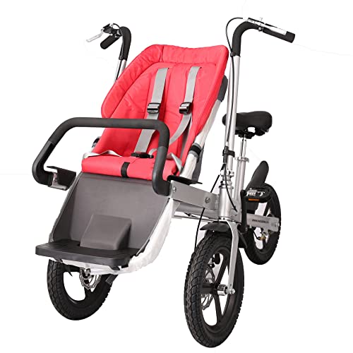 BOTOWI Kinderwagen dient auch als Fahrrad/Dreirad, Fahrrad mit Kinderautositz, Mutter- und Babyfahrrad, Eltern-Kind-Fahrrad, guter Helfer mit Baby, ideal zum Einkaufen, Reisen,Rot von BOTOWI