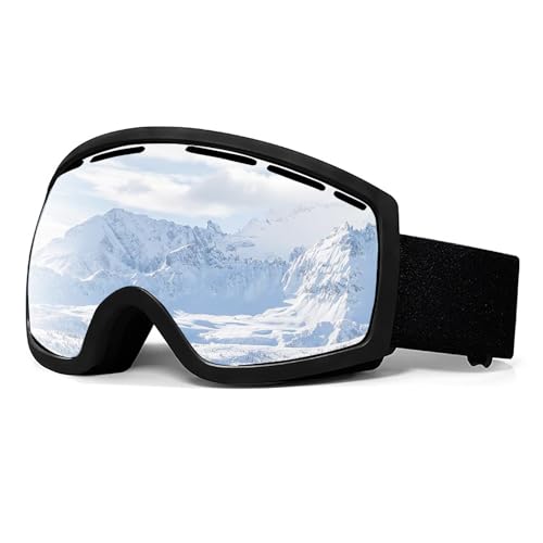 Skibrille Herren, Skibrille, Skibrille Damen, Jugend, Sicherheit und Komfort, Anti-Beschlag, Wind- und Sandschutz, UV-Schutz, Geeignet für den Einsatz beim Skifahren, Bei Regen und Schnee（schwarz） von BOUFEIDA