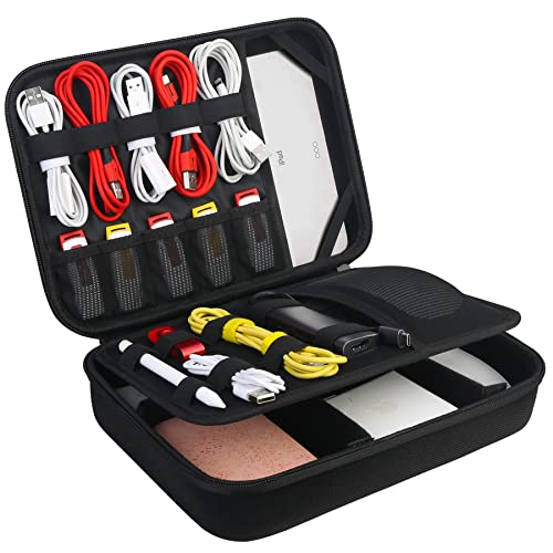 BOVKE Hartelektronik-Organizer-Tasche, Reiseelektronik-Zubehör-Organizer-Tasche, tragbare doppellagige Kabelaufbewahrungsbox für Kabel, Kabel, Ladegerät, iPad, iPhone, Powerbank, Festplatte,Schwarz BOVKE Hartelektronik-Organizer-Tasche, Reiseelektronik-Zubehör-Organizer-Tasche, tragbare doppellagige Kabelaufbewahrungsbox für Kabel, Kabel, Ladegerät, iPad, iPhone, Powerbank, Festplatte,Schwarz von BOVKE