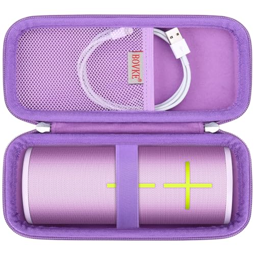 BOVKE Travel Case Kompatibel mit Ultimate Ears Boom 4 Portable wasserdichte Bluetooth Wireless Lautsprecher, Boom 4 Halter mit Mesh Tasche für Ladekabel, Lila von BOVKE