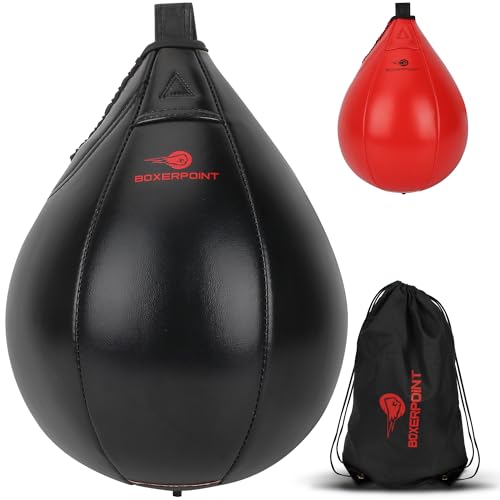 Boxerpoint Speedball für Boxen, Premium PU Leder Boxbirne mit Tragetasche - Reflexball für Kickboxen, Muay Thai, MMA - Boxausrüstung, Männer, Frauen Boxerpoint Speedball für Boxen, Premium PU Leder Boxbirne mit Tragetasche - Reflexball für Kickboxen, Muay Thai, MMA - Boxausrüstung, Männer, Frauen von BOXERPOINT