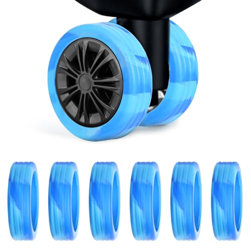 8 Stück Gepäckradschutz, 4,2x1,6cm Silikon Gepäckrad Zubehör Gepäckradschutzabdeckungen Kofferradabdeckungen für Meisten 8-Spinner-Räder Koffer (Blau + Hellblau) von BOXOB