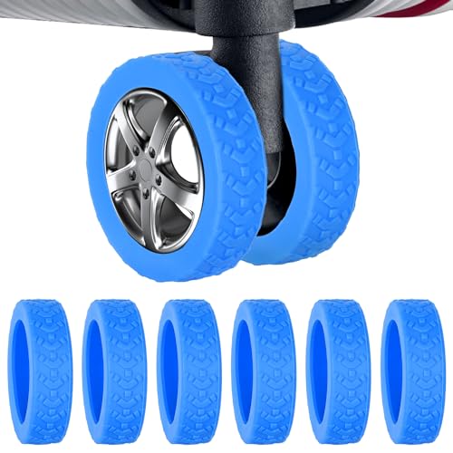 8 Stück Wheel Covers, 5,3cm Durchmesser Gepäckradschutz Silikon Gepäckdrehradabdeckungen für die Meisten 8-Rollen Gepäckstücke (Blau) von BOXOB