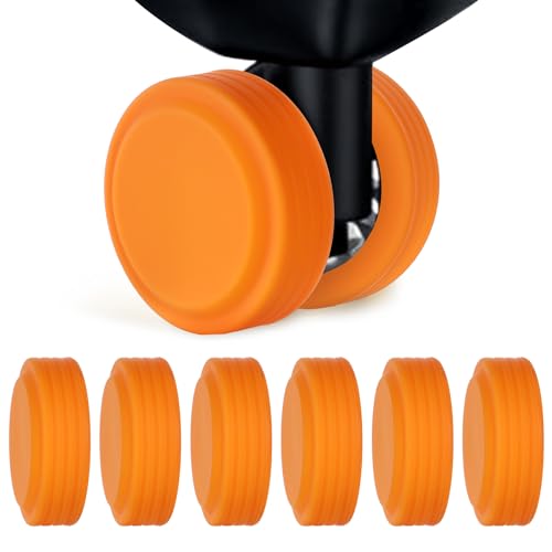 BOXOB 8 Stück All-Inclusive Gepäckradabdeckung, Silikon Luggage Wheel Protector Geräuschfest Absturzsicher Gepäckdrehradabdeckungen für die Meisten 8 Rollen Gepäckstücke (Orange) von BOXOB