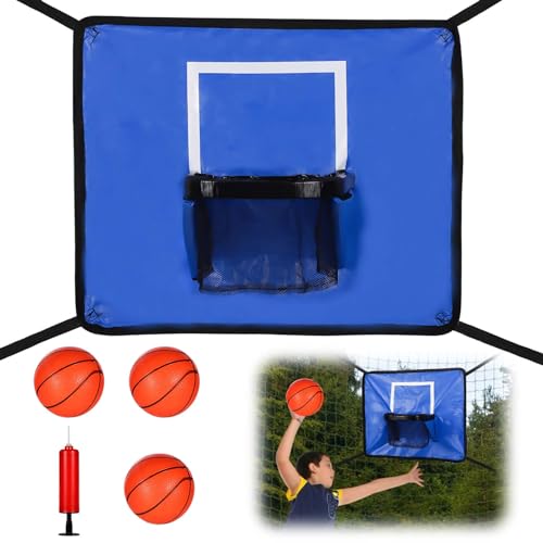 BOXOB Trampolin Basketballkorb, Trampolin-Basketball-Aufsatz mit Gehäuse 3 Minibällen und 1 Pumpe für Kinder Erwachsene Drinnen Draußen zum Spielen von BOXOB