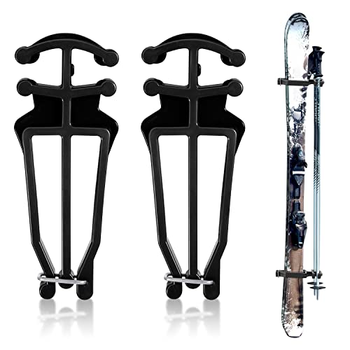 Langlauf Skistock Halter, Universelle Skistock Clip Skistock Halterung Skistockträger Ski Zubehör, 1 Paar, Schwarz von BOXOB