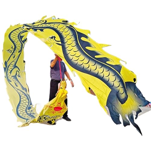 3D Drachen Seide Flowy Spinning & Schütteln Poi, Drachentanz, Drachenband mit chinesischem Loong-Bild, Outdoor-Flinging-Fitness, bunter Drachen-Streamer(Giallo,8 m (26 ft)) von BPABDEITR