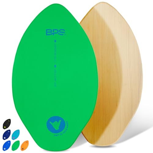 BPS Skimboard "Shaka", 101,6 cm, laminiertes Holz-Skimboard mit Griffpolstern, kein Wachs erforderlich, Skim Board für Kinder und Erwachsene, großes Skimboard (grün) von BPS