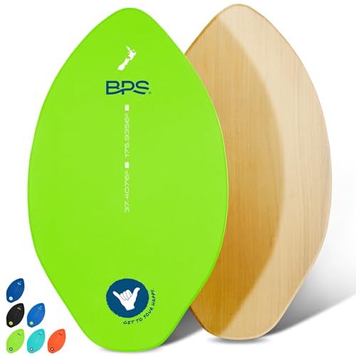 BPS Skimboard 'Shaka' 88,9 cm – Hochglanzbeschichtetes Holz-Skimboard mit EVA-Pads – kein Wachs erforderlich – Skimboard für Erwachsene und Kinder (grün) von BPS