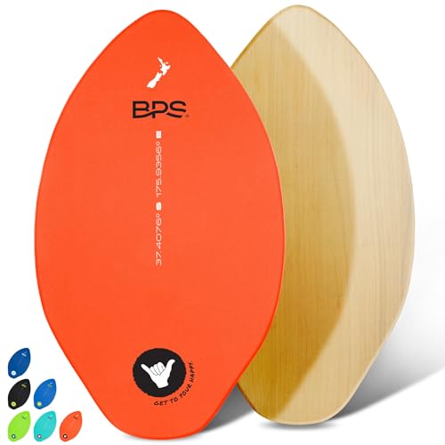 BPS Skimboards "Shaka" mit farbigem EVA-Griffpolster und hochglänzendem Klarlack,Holz-Skimboard mit Griffpolster für Kinder und Erwachsene, Orange mit weißem Akzent, 35 Inch BPS Skimboards "Shaka" mit farbigem EVA-Griffpolster und hochglänzendem Klarlack,Holz-Skimboard mit Griffpolster für Kinder und Erwachsene, Orange mit weißem Akzent, 35 Inch von BPS