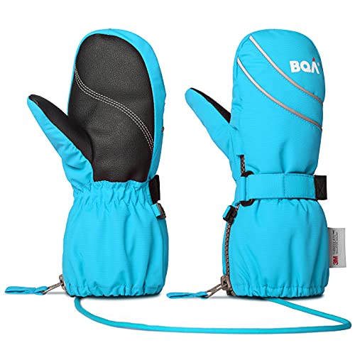 BQA Kinder Skihandschuhe Fäustlinge wasserdicht und Winddicht Skihandschuhe, Kinderhandschuhe Fäustlinge Handschuhe Thermo warme Winterhandschuhe für Jungen und Mädchen von 2 bis 8 Jahre von BQA