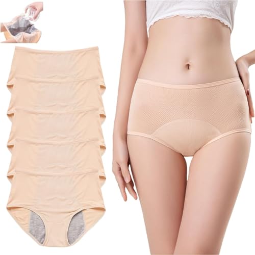 BQWXIEC 5 Stück Everdries-Höschen für Frauen über 60, Everdries auslaufsichere Damenunterwäsche für Frauen, Inkontinenzunterwäsche für Frauen (5pcs-B,XX-Small) von BQWXIEC