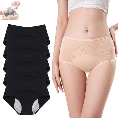 BQWXIEC 5 Stück Everdries-Höschen für Frauen über 60, Everdries auslaufsichere Damenunterwäsche für Frauen, Inkontinenzunterwäsche für Frauen (5pcs-D,Medium) von BQWXIEC