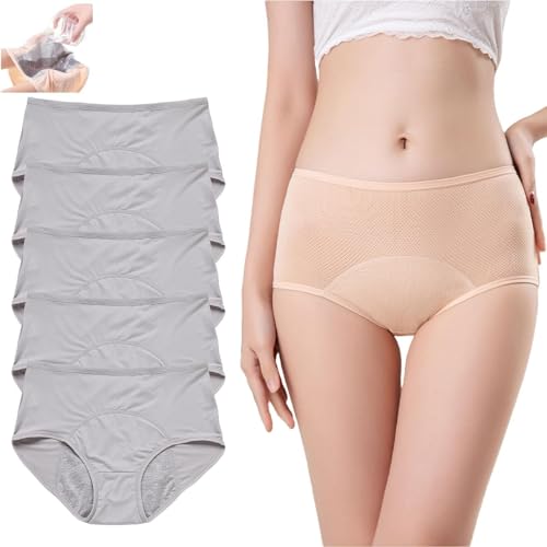 BQWXIEC 5 Stück Everdries-Höschen für Frauen über 60, Everdries auslaufsichere Damenunterwäsche für Frauen, Inkontinenzunterwäsche für Frauen (5pcs-E,4X-Large) von BQWXIEC