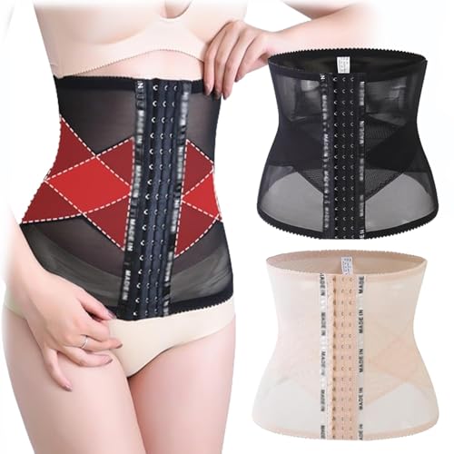 BQWXIEC Gekreuzter Netz-Mieder zur Taillenformung, atmungsaktiver Taillentrainer für Frauen, Figurformender Mieder mit hoher Taille und Bauchkontrolle für Frauen (2XL(70-75kg),2pcs-A) von BQWXIEC