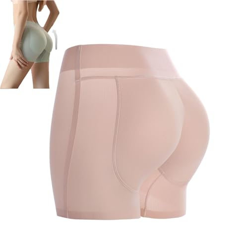 BQWXIEC Latex-Boxershorts mit künstlichem Hintern, gepolsterte Kontrollhöschen mit Po-Lifter für Damen, Hüftverstärker, Shapewear, Boyshort (Skin Tone,XL) von BQWXIEC