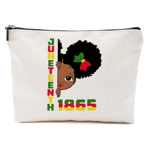 Juneteenth 1865 Black History Month Gifts Make-up-Tasche, afrikanische Kosmetiktasche, schwarzer Unabhängigkeitstag, Afro-Mädchen 19. Juni 1865, 9.6*7.1 inch von BQXH