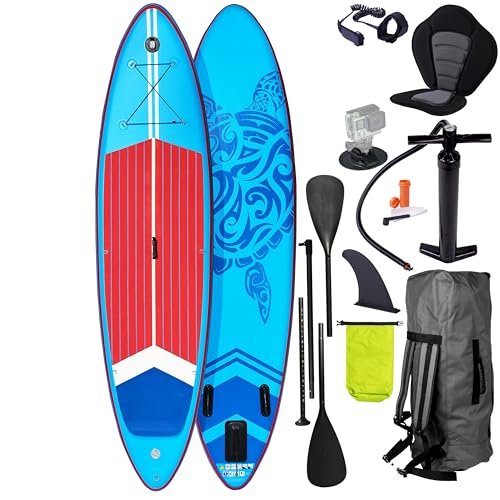 BRAST® SUP Board SUPER Set | Aufblasbares Stand up Paddle mit extra Zubehör | 320x81x15cm viele Modelle | inkl. Kajaksitz Kamerahalterung Paddel Fußschleife Rucksack Pumpe | Blau BRAST® SUP Board SUPER Set | Aufblasbares Stand up Paddle mit extra Zubehör | 320x81x15cm viele Modelle | inkl. Kajaksitz Kamerahalterung Paddel Fußschleife Rucksack Pumpe | Blau von BRAST