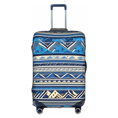 BREAUX Blaue Polynesische Gepäckschutzhülle mit Maori-Tribal-Druck, Einheitsgröße, M, geeignet für Gepäck von 55,9 - 61 cm, blauer polynesischer Maori-Stammesdruck, M, Blauer polynesischer von BREAUX