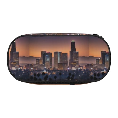 BREAUX Federmäppchen mit Los Angeles Skyline-Druck, 300D Oxford-Stoff, Doppelkopf-Reißverschluss, Kosmetik- und Organizer von BREAUX