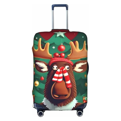 BREAUX Funny Christmas Elch Print Gepäckhülle Gepäckschutzhülle Trolley Reisekoffer Schutzhülle, weiß, S von BREAUX