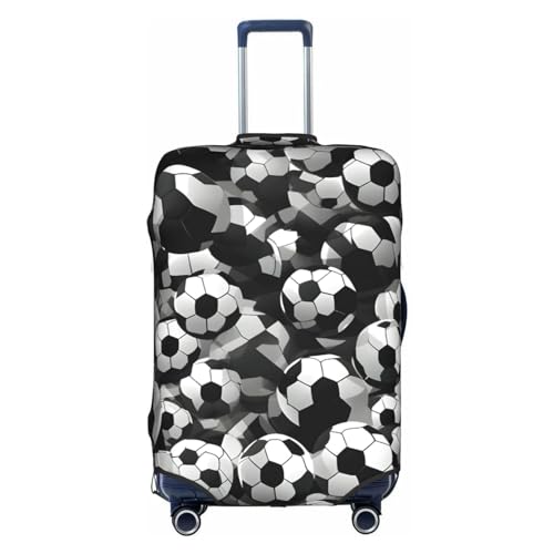 BREAUX Gepäckschutzhülle mit Fußball-Muster, Einheitsgröße, XL, geeignet für Gepäck von 73,5 - 81,3 cm, schwarz-weißes Fußball-Muster, XL, Schwarz-weißes Fußball-Muster, XL von BREAUX