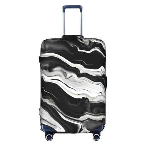 BREAUX Gepäckschutzhülle mit Marmortexturdruck, Einheitsgröße, L, geeignet für Gepäck von 66-71 cm, schwarz-weiße Marmorstruktur, L, Schwarz-weiße Marmor-Textur, L von BREAUX