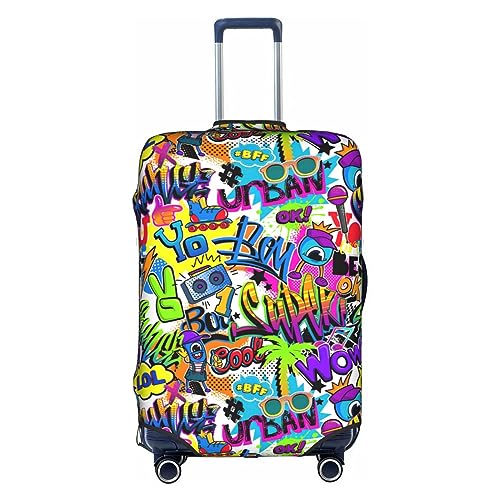 BREAUX Gepäckschutzhülle mit buntem Muster, Einheitsgröße, M, geeignet für Gepäck von 55,9 - 61 cm, buntes Muster, M, Farbenfrohes Muster, M von BREAUX