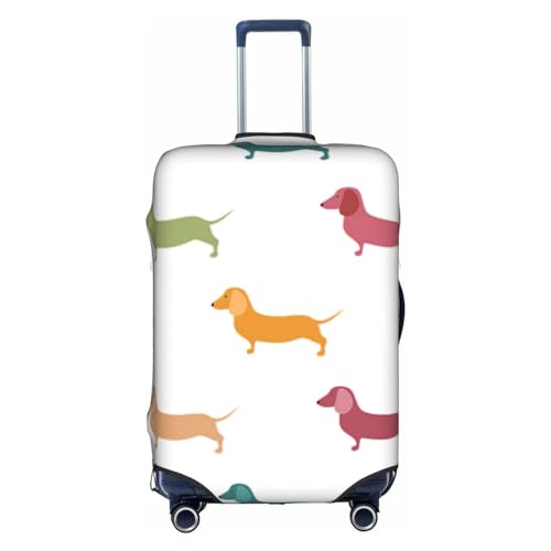 BREAUX Gepäckschutzhülle mit niedlichem Dackel-Aufdruck, Einheitsgröße, M, geeignet für Gepäck von 55-61 cm, süße Dackel-Hunde, M, Niedliche Dackel-Hunde, M von BREAUX