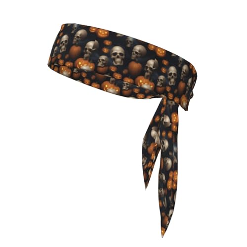 Halloween-Sport-Stirnband mit Totenkopf-Druck, passend für Männer und Frauen, doppelseitiges Kopftuch, Laufen, Sport von BREAUX