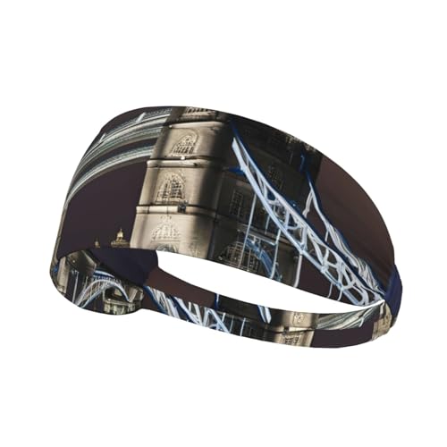 Tower Bridge in London bedrucktes Haarband Sport Haarband dehnbar breit Haarband Unisex Casual Haarband von BREAUX