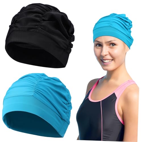 BRIGHTFUFU Schwimmhaube Swim Cap Set Elastische Schwimmhaube Für Langhaare Unisex Schwimmkappen Und Ideal Für Frauen Und Änner Wasserabweisend Und Dehnbar Schwimmzubehör von BRIGHTFUFU