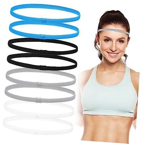 BRIGHTFUFU 8 Stück Sport Stirnbänder Für Damen Dünne Elastische Und rutschfeste Haarbänder Für Yoga Joggen Und Fitness Ideal Für Training Und Outdoor Aktivitäten von BRIGHTFUFU