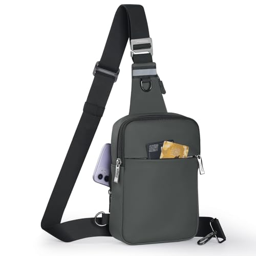 BROADREAM Sling Chest Crossbody Bag, Wasserdicht Umhängetasche Brusttasche Schultertasche Herren Damen - Handytasche mit RFID-blockierende Reißverschlusstasche Geeignet für Outdoor-Sport und Wandern von BROADREAM